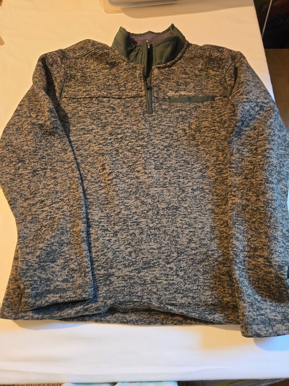 Men's Heathered Green Quarter-Zip Sweater Size L